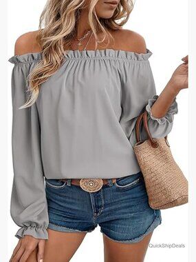 Off Shoulder Puff Sleeve Blouse Dressy Casual Tops
